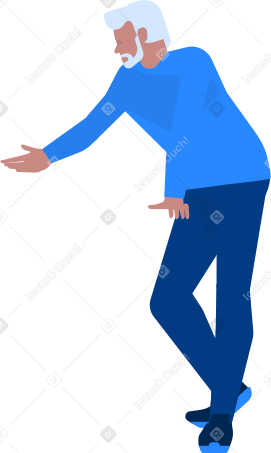 man leans on table and holds out his hand for handshake Illustration in PNG, SVG