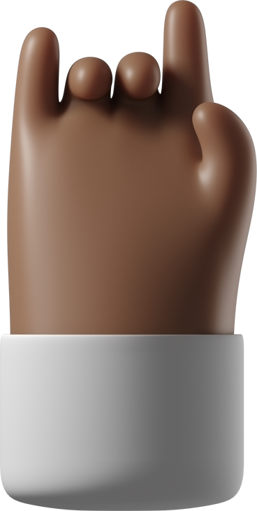 Dark brown skin hand making a rock sign PNG, SVG