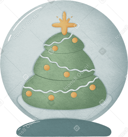 Рождественский снежный шар с елкой в PNG, SVG