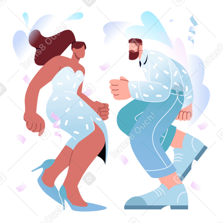 Man and woman dancing at holiday party PNG, SVG