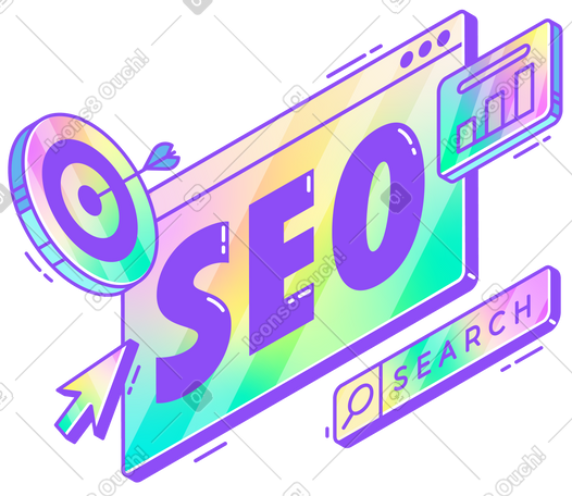 使用目标、图表和搜索栏文本对 seo 进行标注 PNG, SVG