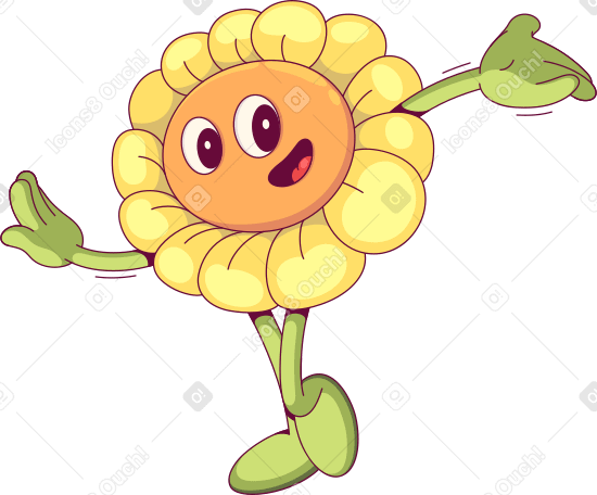 yellow flower spread its arms Illustration in PNG, SVG