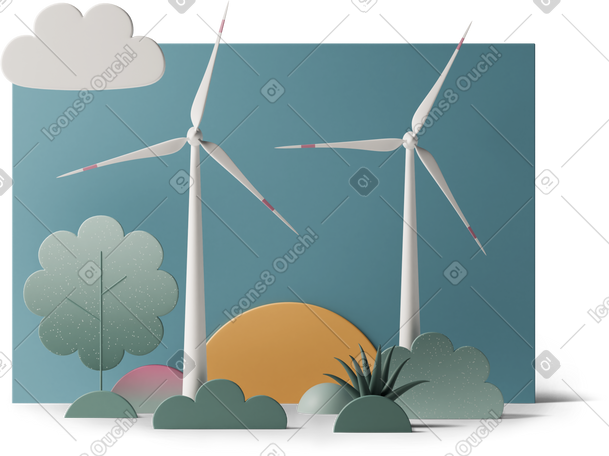 3D wind turbines PNG, SVG