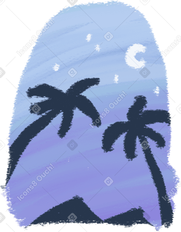 Fond avec deux palmiers et montagnes PNG, SVG