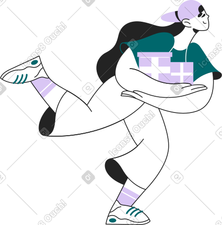 拿着箱子奔跑的女孩 PNG, SVG