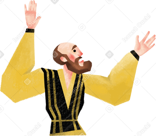 man with raised hands Illustration in PNG, SVG