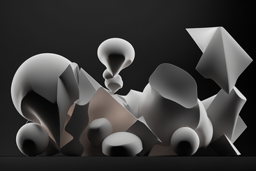 Forme bianche geometriche 3d su sfondo nero PNG, SVG