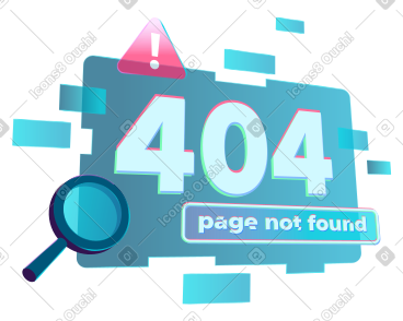 文本错误 404，未找到带有放大镜的页面 PNG, SVG