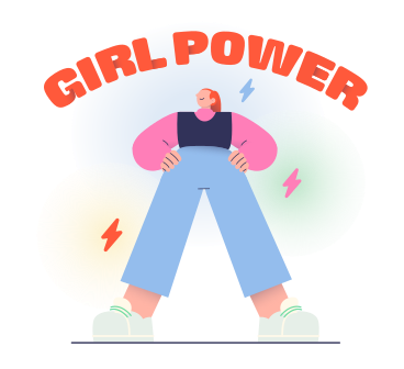 Lettering Girl Power with a strong woman PNG, SVG