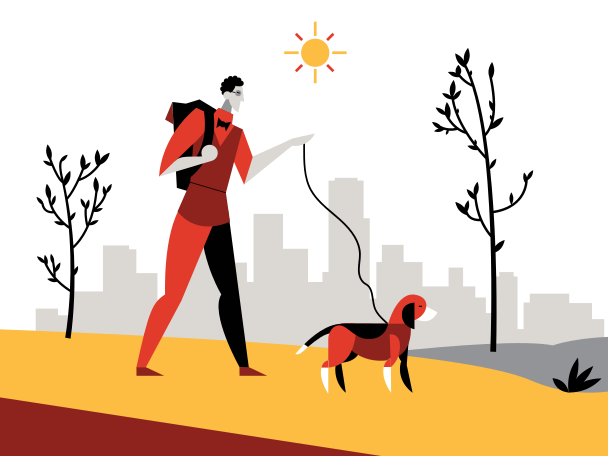 Walking the dog Illustration in PNG, SVG