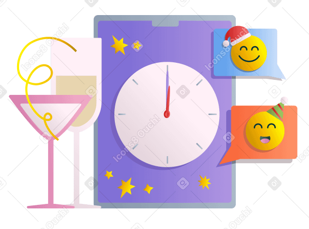 New Year's Party Illustration in PNG, SVG