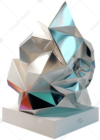 3D abstract sculpture made of metal PNG, SVG
