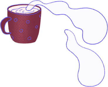 Red mug with hot drink and steam PNG、SVG