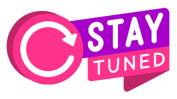 Schriftzug aufkleber „stay tune“ rosa lila text PNG, SVG