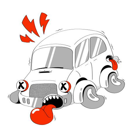 Burnout low energy car need fuel Illustration in PNG, SVG