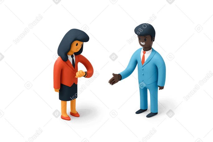 3D Businessman arriving late at a business meeting  Illustration in PNG, SVG