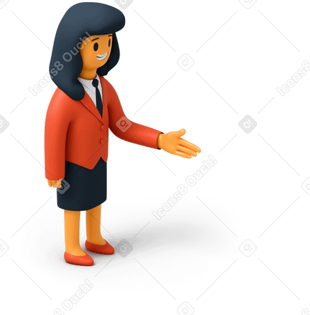 3D Улыбающаяся женщина протягивает руку в PNG, SVG
