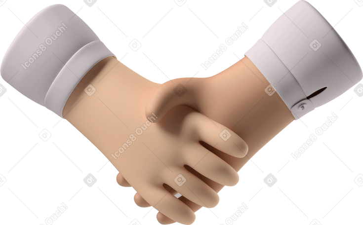 3D Handshake of pale skin and tanned skin hands PNG, SVG