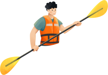 young man in orange life vest PNG, SVG