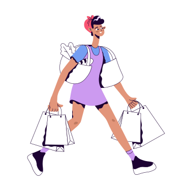 Girl with bags goes shopping PNG, SVG