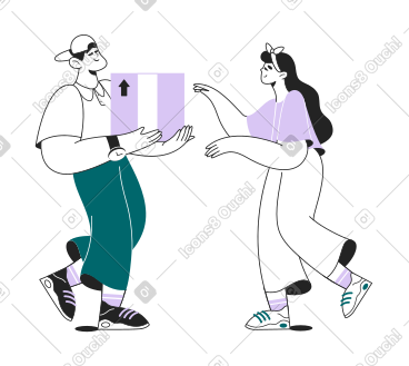 男人给女人送包裹 PNG, SVG