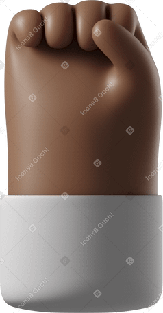 3D Raised fist of a dark brown skin hand Illustration in PNG, SVG