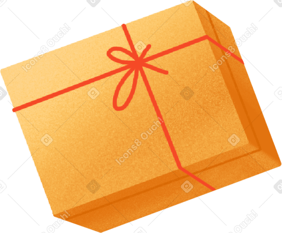 yellow gift with a red ribbon PNG、SVG