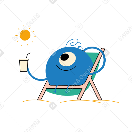Character sunbathing on the beach Illustration in PNG, SVG