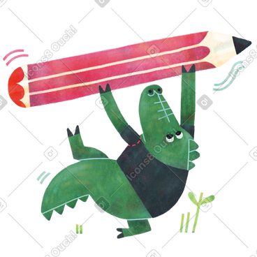 鳄鱼人物用铅笔签名 PNG, SVG