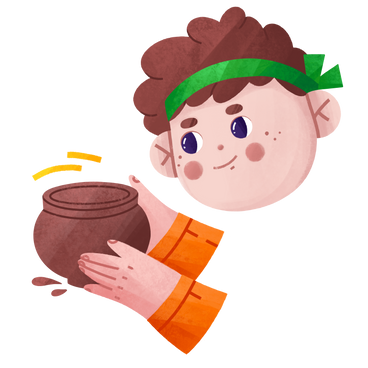 Boy with bandana making pottery PNG, SVG