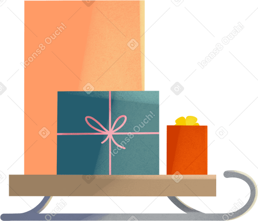 sleigh with gifts Illustration in PNG, SVG