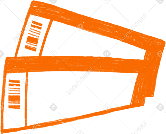 two orange plane tickets Illustration in PNG, SVG