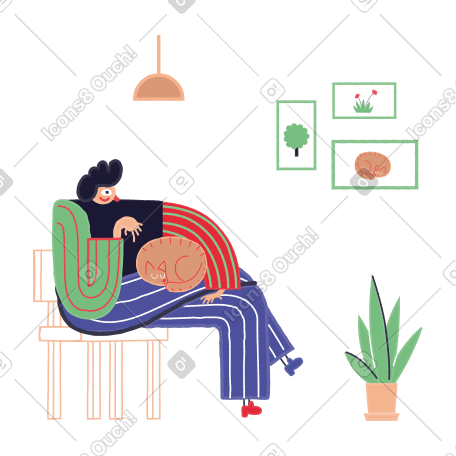 怀里抱着一只猫的女人 PNG, SVG