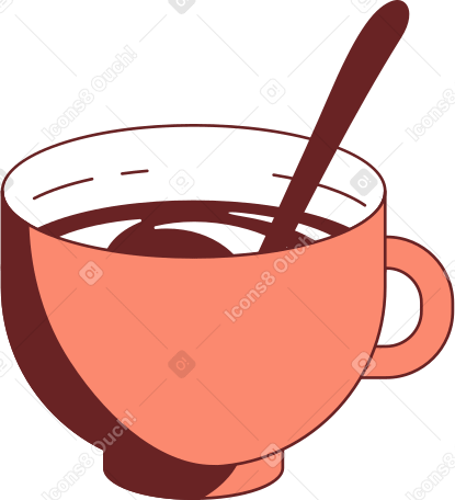Xícara de café com uma colher PNG, SVG
