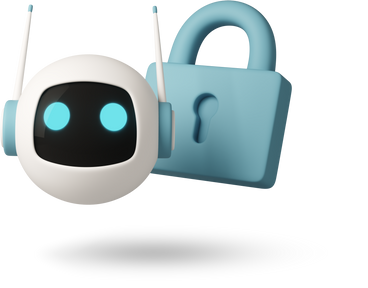 带锁挂锁的小型聊天机器人 PNG, SVG