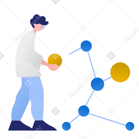 Scientist working on assembling a molecule PNG, SVG
