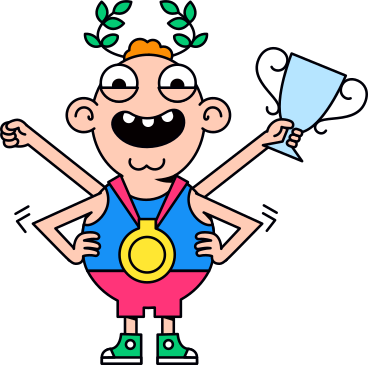 character with medal and goblet PNG, SVG