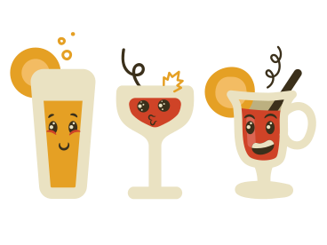 Алкогольные коктейли с лицами для вечеринки в PNG, SVG