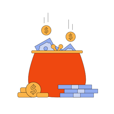 Geldbörse mit fallendem geld und einem bündel geld PNG, SVG