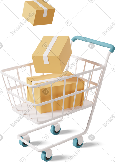 Shopping cart with boxes PNG, SVG