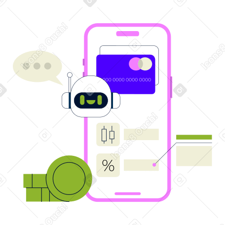 Финансовый робот-помощник и онлайн-банкинг в PNG, SVG