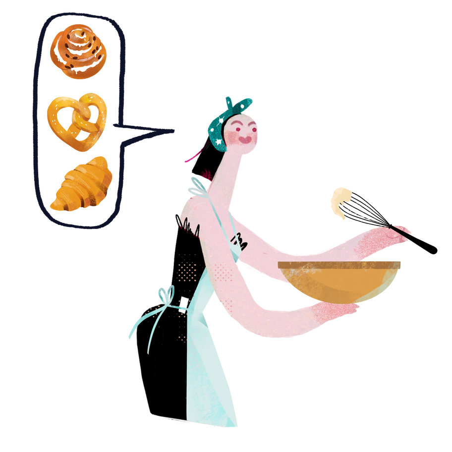 Woman baking Illustration in PNG, SVG