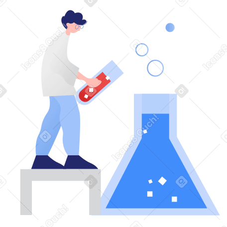 Scientist conducting an experiment with flask PNG, SVG