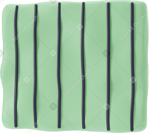 3D Торс из зеленой ткани с черными вертикальными линиями в PNG, SVG