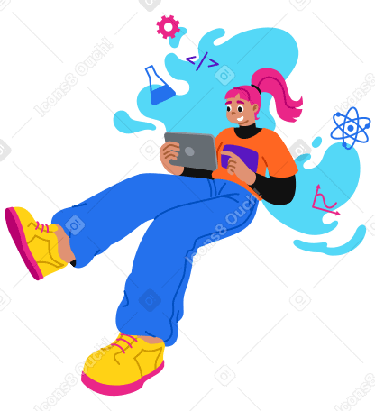 Femme avec tablette, apprentissage en ligne PNG, SVG