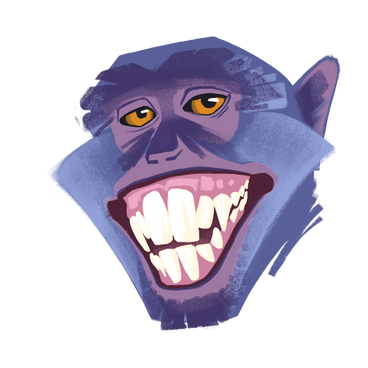 Smug monkey with a wide smile PNG, SVG