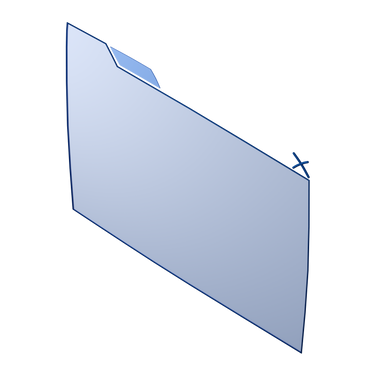 Three-quarter view of a blue browser window turned left PNG, SVG
