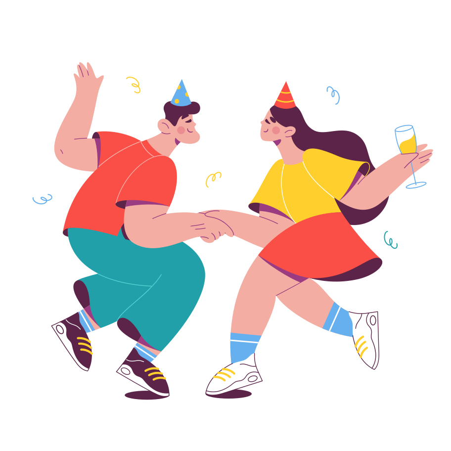 Man and girl dancing at a party Illustration in PNG, SVG