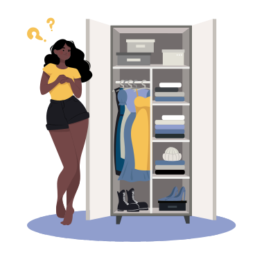 Girl in contemplation about what to wear PNG, SVG