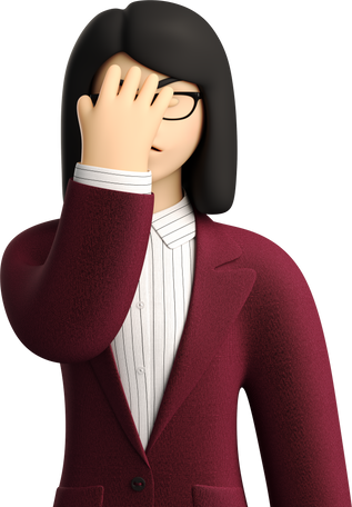 businesswoman in red suit facepalming Illustration in PNG, SVG